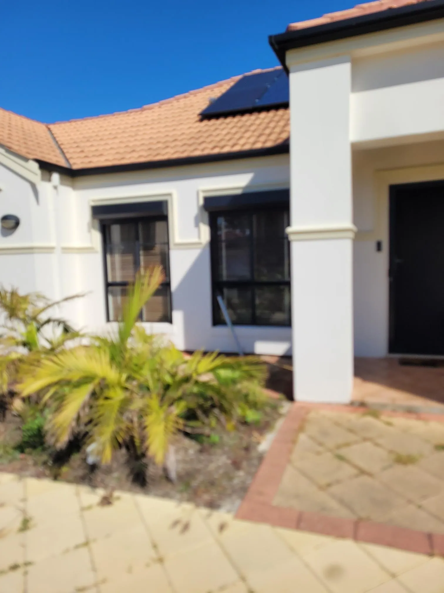 Freshly cleaned windows of a white home prepared for sale